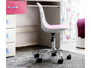 Dětská otočná židle Foot - bílo růžová