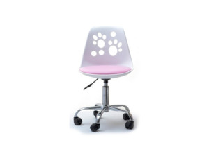 Dětská otočná židle Foot - bílo růžová