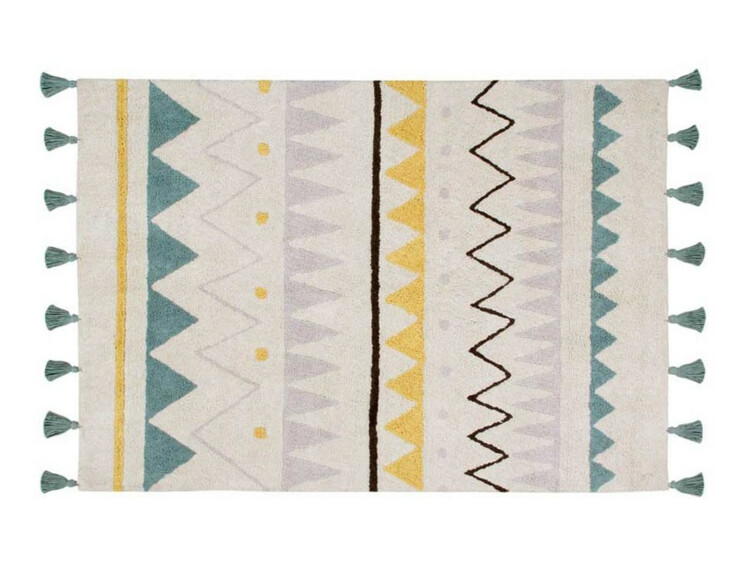 Bavlněný koberec 120 x 160 modrý vzor Lorena Canals - krémový Azteca