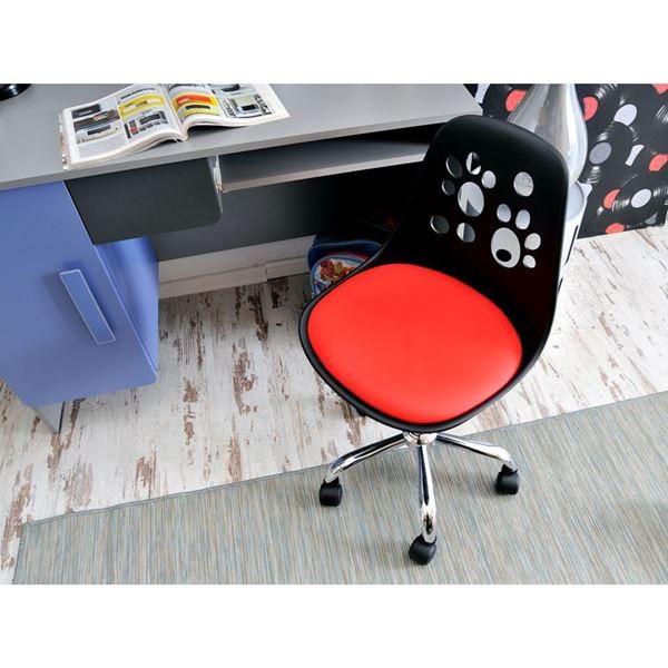 Dětská otočná židle Foot - černo červená