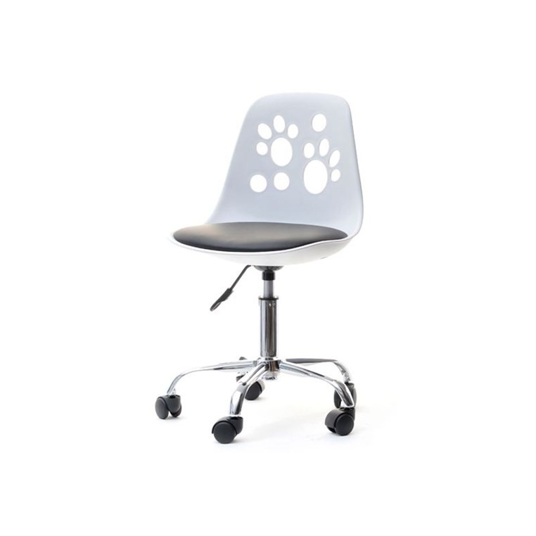 Dětská otočná židle Foot - bílo černá