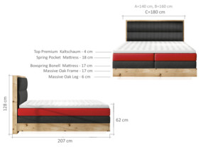 Akce - Postel Boxspring Trento s Led osvětlením (160) + úložný prostor