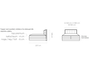 Postel Boxspring Etno s Led osvětlením (180)