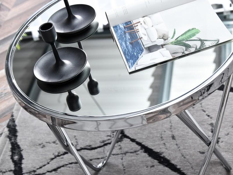 Odkládací stolek Amin S - stříbrné sklo, chrom