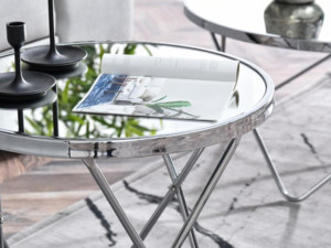 Odkládací stolek Amin S - stříbrné sklo, chrom
