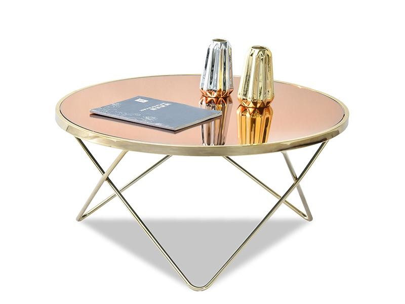 Konferenční stolek Amin XL - hnědé sklo, zlatá podnož