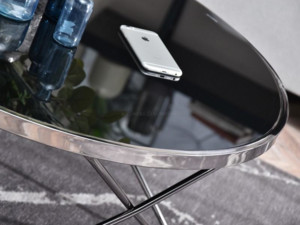 Konferenční stolek Amin XL - černé sklo, tmavý chrom
