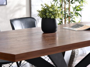 Jídelní stůl Retro, tmavý ořech/černý, 200x100 cm