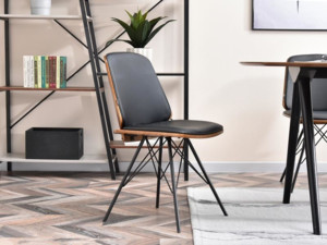 Designová židle s ohýbaného dřeva Matis, ořech/černá ekokůže
