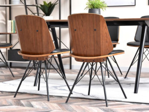 Designová židle s ohýbaného dřeva Matis, ořech/černá ekokůže