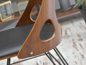 Dřevěná ohýbaná židle Ania, ořech/černá ekokůže