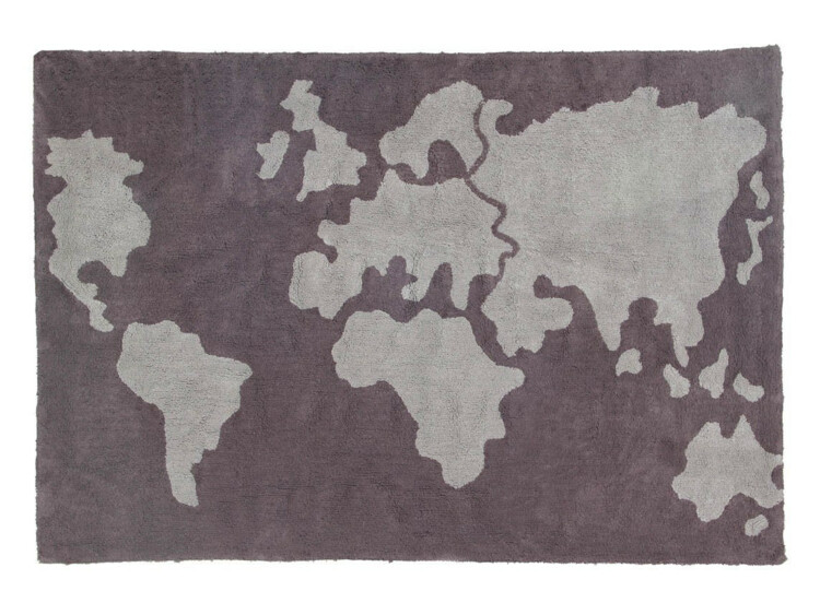 Bavlněný koberec šedý, mapa Lorena Canals - Back To School