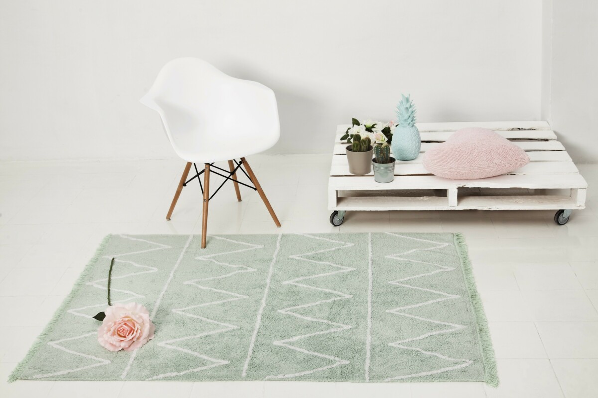 Bavlněný koberec klikatý vzor, zelený Lorena Canals - Hippy