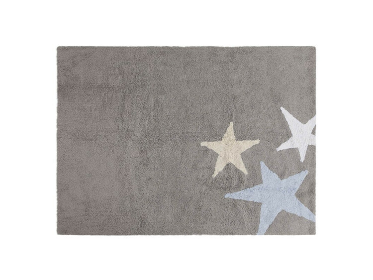 Bavlněný koberec šedý, modrá hvězda Lorena Canals - Stars