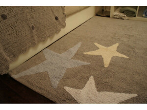 Bavlněný koberec šedý, modrá hvězda Lorena Canals - Stars