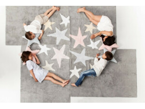 Bavlněný koberec šedý, růžová hvězda Lorena Canals - Stars