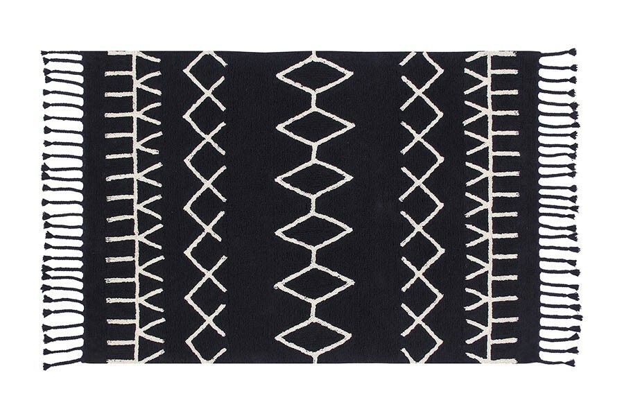 Bavlněný koberec černý, bílé vzory Lorena Canals - Black&White