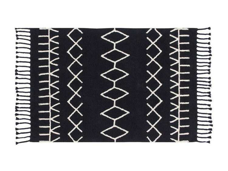Bavlněný koberec černý, bílé vzory Lorena Canals - Black&White