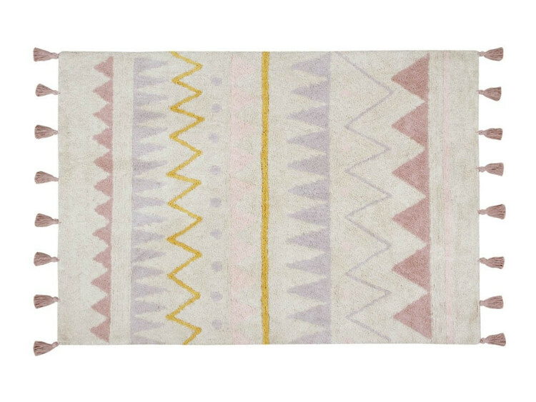 Bavlněný koberec 140 x 200 starorůžový vzor Lorena Canals - krémový Azteca