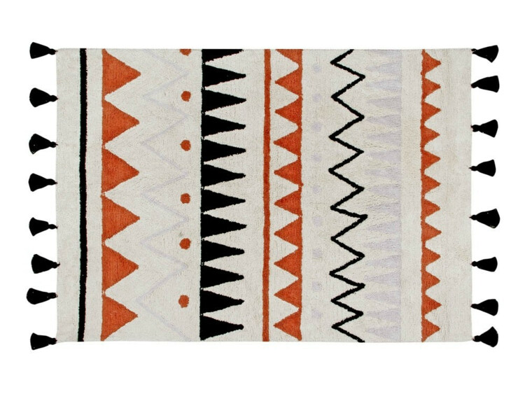 Bavlněný koberec 140 x 200 oranžový vzor Lorena Canals - krémový Azteca