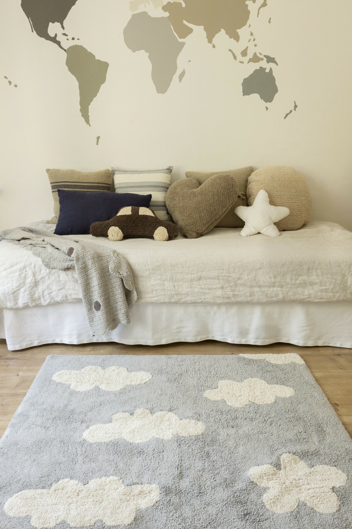 Bavlněný koberec šedý, mraky Lorena Canals - Clouds
