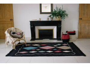 Bavlněný koberec kosočtverce Lorena Canals - černý Morocco