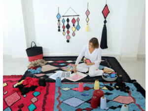 Bavlněný koberec kosočtverce Lorena Canals - tyrkysový Morocco