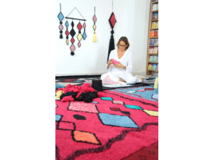 Bavlněný koberec kosočtverce Lorena Canals - vínový Morocco