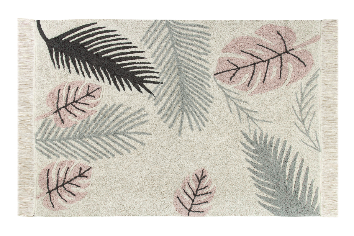 Bavlněný koberec růžové listy Lorena Canals - krémový Plants