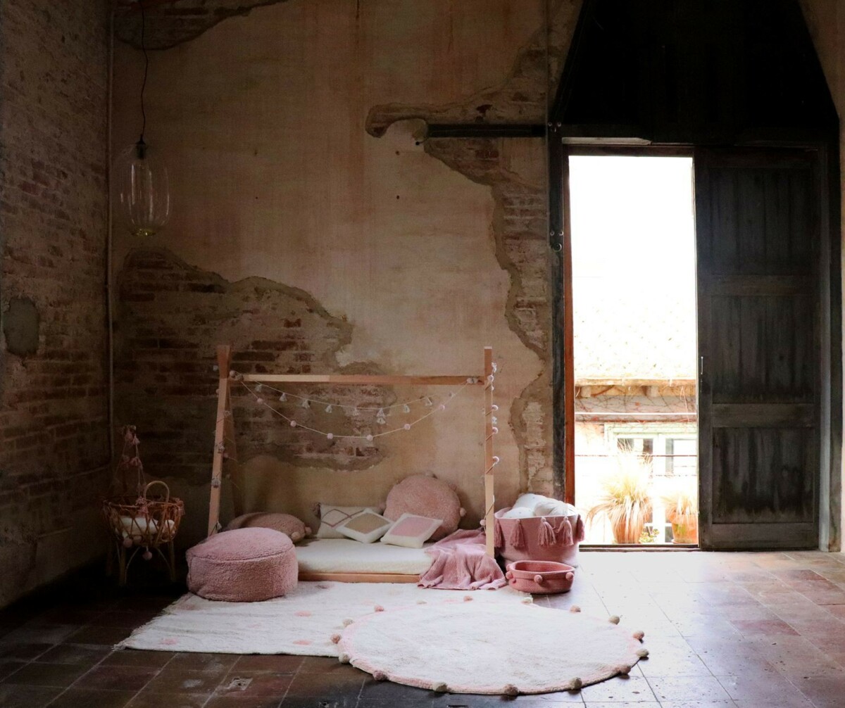 Bavlněný koberec světlý, růžový pruh Lorena Canals - Re-Edition