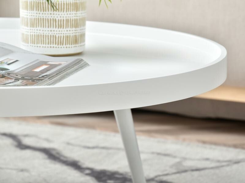 Kulatý konferenční stolek Lavin XL, Ø 80 cm - bílý
