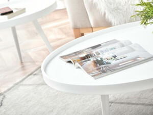 Kulatý konferenční stolek Lavin XL, Ø 80 cm - bílý