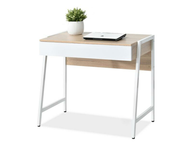Menší pracovní stůl Nor, bílý/sonoma
