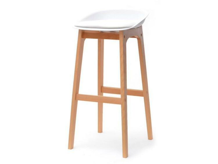 Barová židle Rule bílá, bukové podnoží