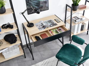 Menší pracovní stůl Nor, černý/sonoma
