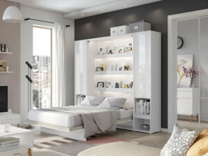 Úzká skříň Bed Concept BC-07 L/P - bílý lesk