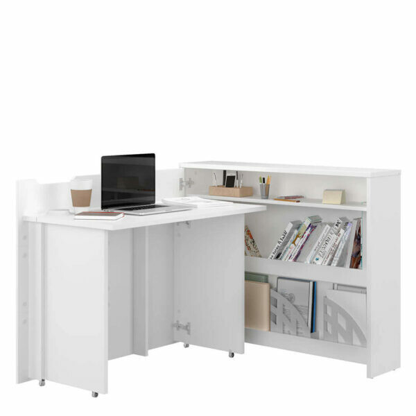 Rozkládací psací stůl Work Concept CW-01L - bílý lesk