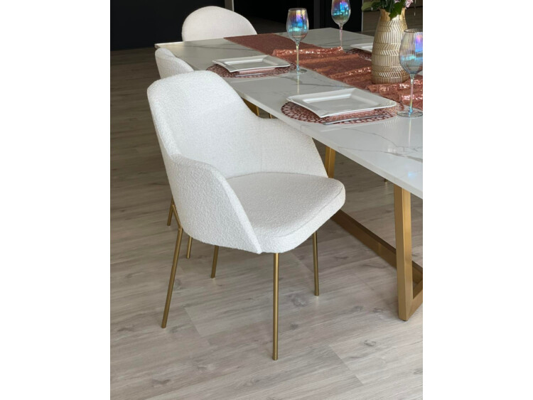 Židle s područkami Caprice original gold - Bouclé