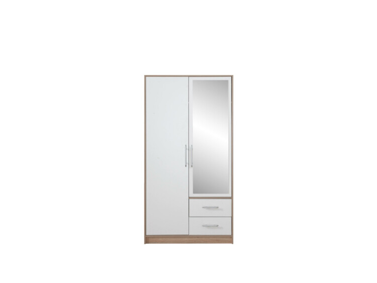 Šatní skříň se zrcadlem Smart 3 - bílý lux