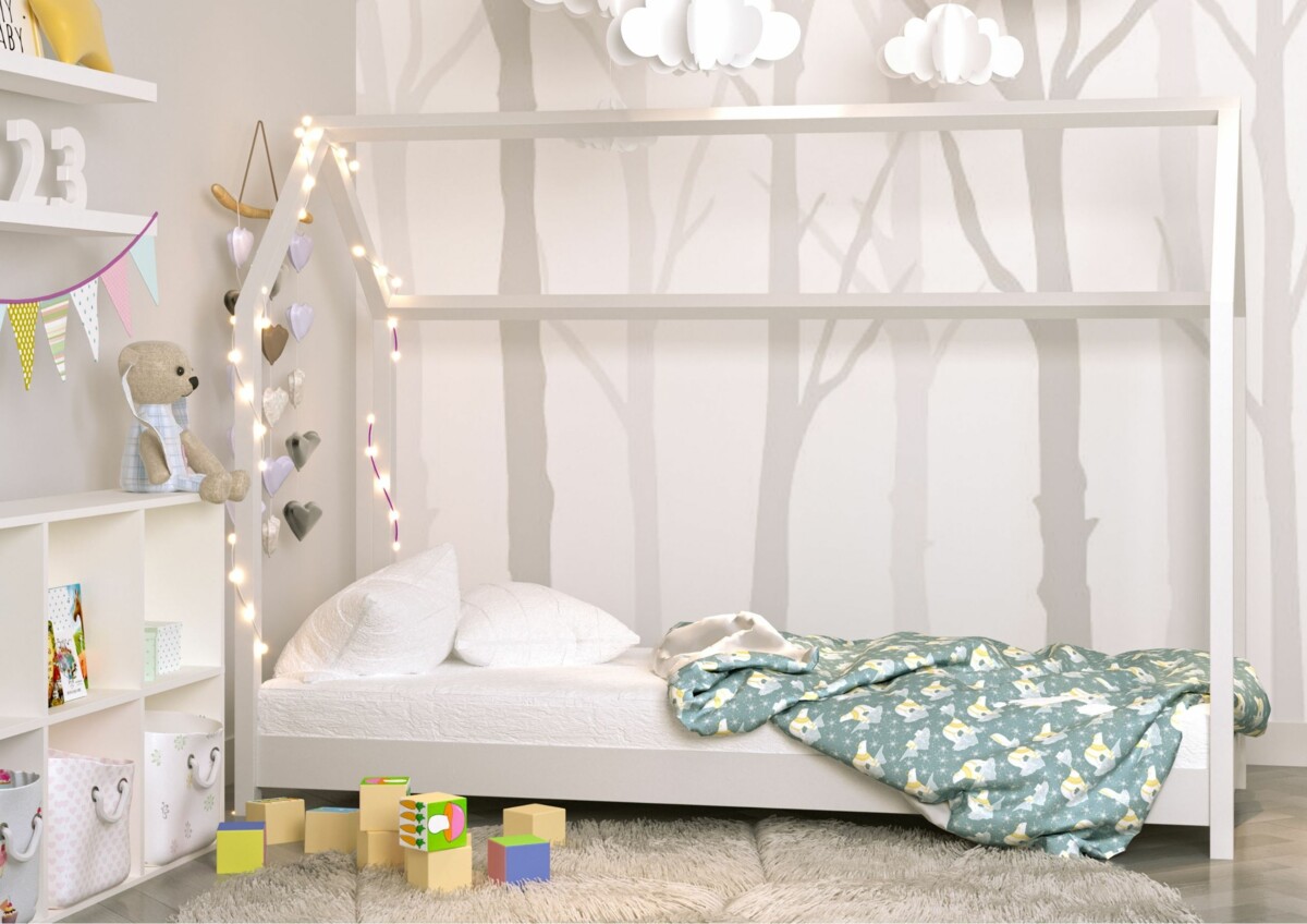 Dětská postel / domeček Bella 90 x 200 cm - bílá