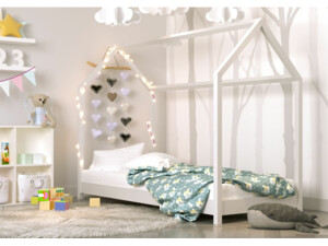 Dětská postel / domeček Bella 80 x 180 cm - bílá + matrace