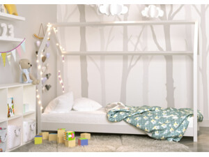 Dětská postel / domeček Bella 80 x 160 cm - bílá + matrace