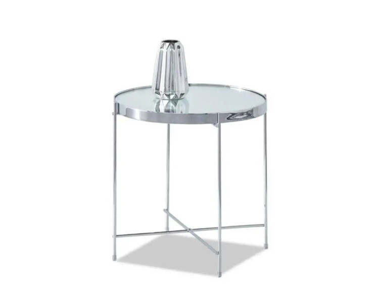 Odkládací stolek Ibia S, stříbrná skleněná deska, chrom