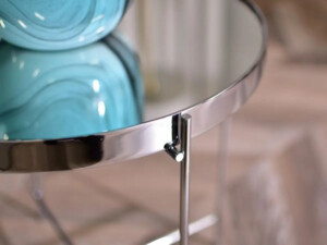 Odkládací stolek Ibia S, stříbrná skleněná deska, chrom