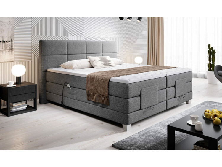 Postel Boxspring Square II (140) + elektrické polohování, úložný prostor