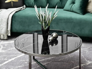 Konferenční stolek Natal XL, černý mramor, odstín podnoží nikl