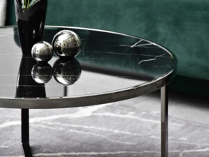 Konferenční stolek Natal XL, černý mramor, odstín podnoží nikl