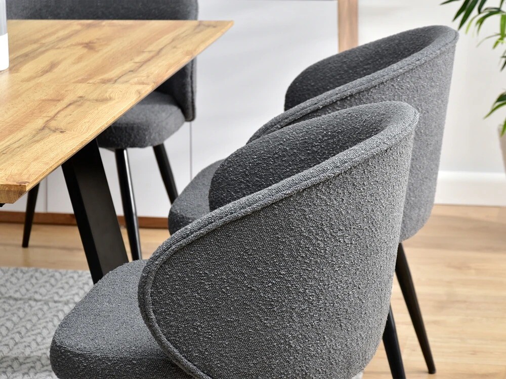 Moderní židle Sensi - tmavě šedá látka bouclé