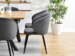 Moderní židle Sensi - tmavě šedá látka bouclé