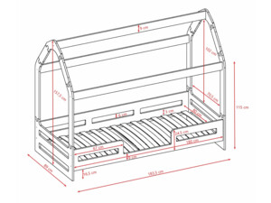 Dětská postel / domeček Leo 2v1 - 180 x 80 cm